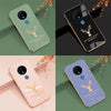 Deer Luxurious Gold Edge Glass Back Case For Oneplus 7T