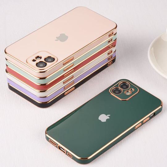 Luxurious Gold Edge Glass Back Case For iPhone 12