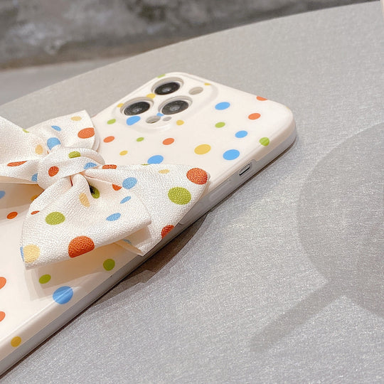 Premium Colorful Polka Dots Bow Back Case for Apple iPhone 13 Pro Max