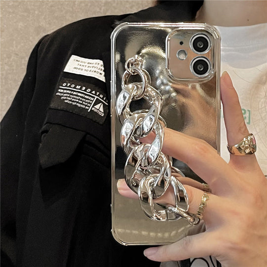 Luxury Electroplated Silicone Wrist Chain Back Case For iPhone 11