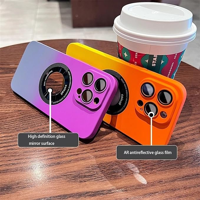 Luxury Gradient Design Camera Lens Protector Case With Magsafe for iPhone 15 Pro