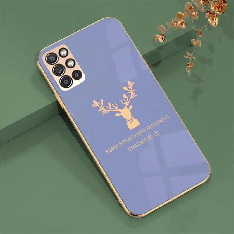 Deer Luxurious Gold Edge Glass Back Case For Oneplus 8T - planetcartonline