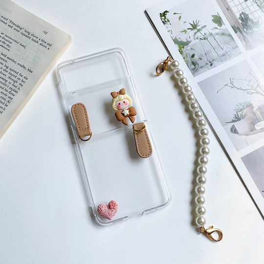 Premium luxury Cute Sweet Girl Pearl Chain Bracelet Phone Case for Samsung Galaxy Z Flip 3