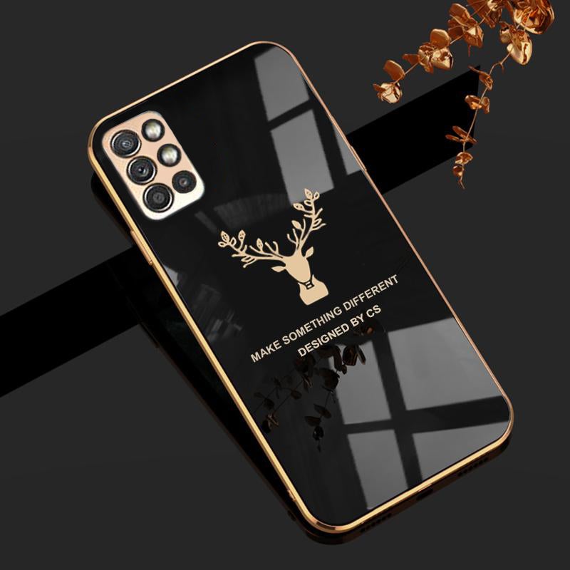 Deer Luxurious Gold Edge Glass Back Case For Oneplus 8T - planetcartonline