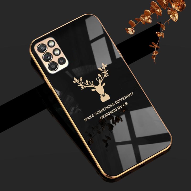 Deer Luxurious Gold Edge Glass Back Case For Oneplus 9R - planetcartonline
