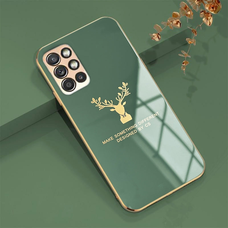 Deer Luxurious Gold Edge Glass Back Case For Oneplus 8T