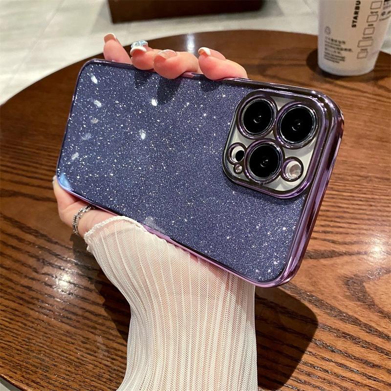 Luxury Glitter Transparent Square Bumper Back Case for iPhone 14 Pro Max
