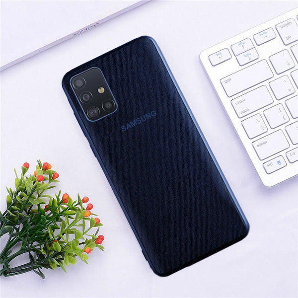 Cloth Pattern Inspiration Soft Sleek Silicon Case For Samsung Galaxy A51-Denim Blue