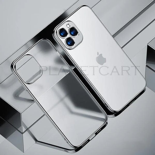 Luxury Square Frame Matte Plating Clear Phone Case For iPhone 12