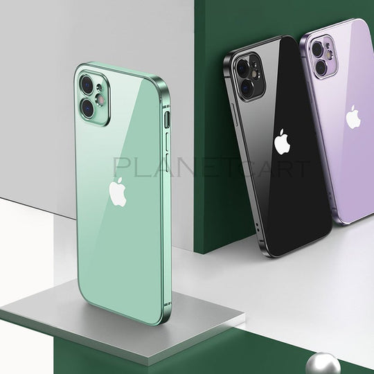 Luxury Square Silicon Clear Case With Camera Protection For iPhone 11