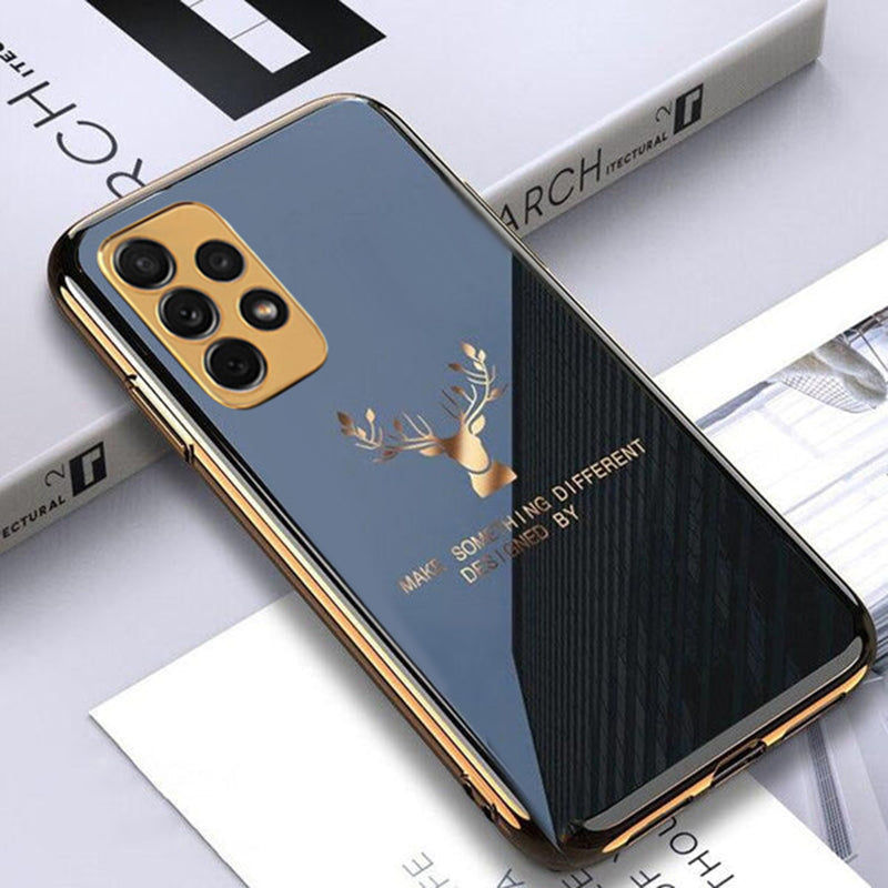 Luxury Electroplated Glass Case With Golden Edges For Samsung Galaxy A72 - Premium Cases