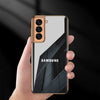 Glossy Gold Edge Glass Back Case For Samsung S22 Plus