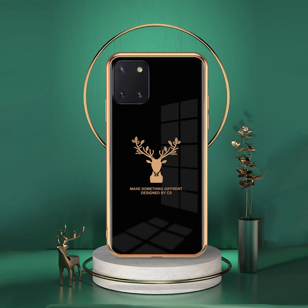 Luxury Golden Edges Deer Glass Back Case For Samsung Galaxy Note 10 Lite - Premium Cases