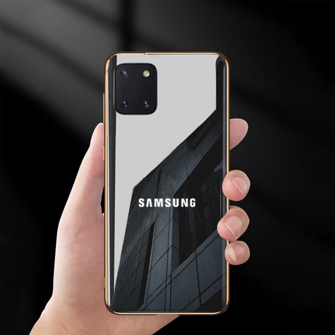 Glossy Gold Edge Glass Back Case For Samsung Note 10 Lite
