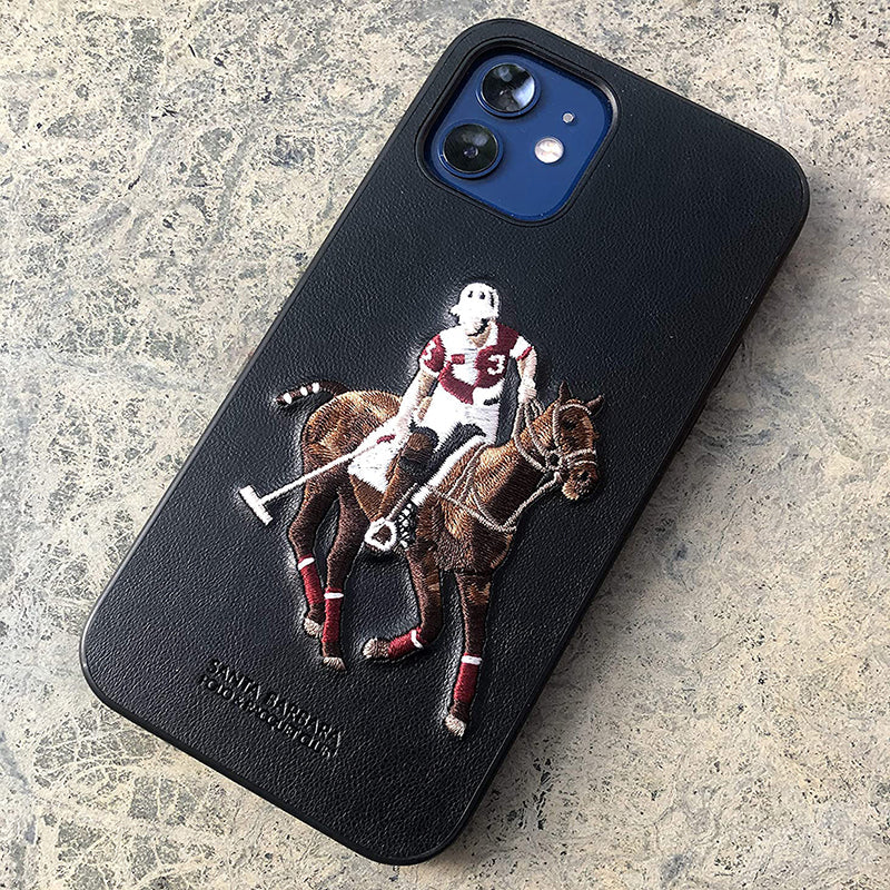 Santa Barbara Jockey Series Genuine Leather Black Case For iPhone 12 Mini - Premium Cases