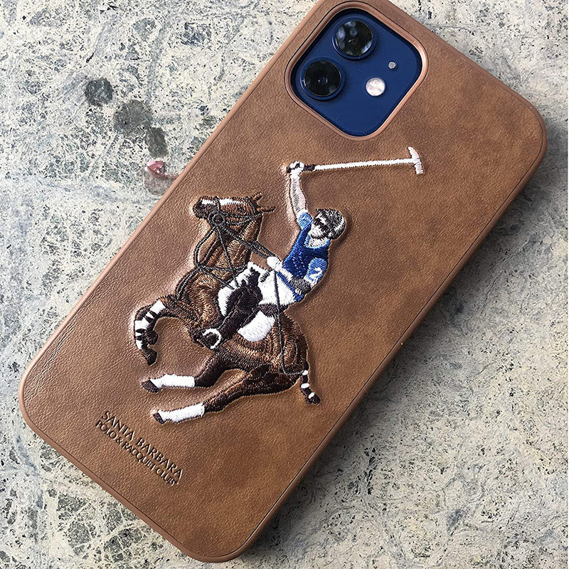 Santa Barbara Jockey Series Genuine Leather Brown Case For iPhone 12 Mini - Premium Cases