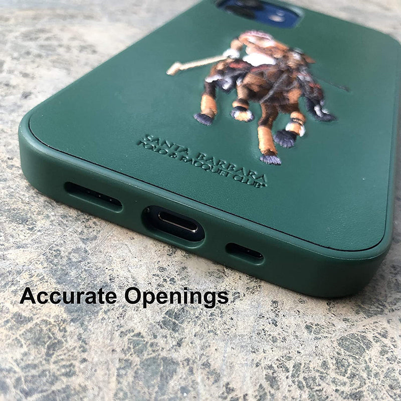 Santa Barbara Jockey Series Genuine Leather Green Case For iPhone 12 - Premium Cases