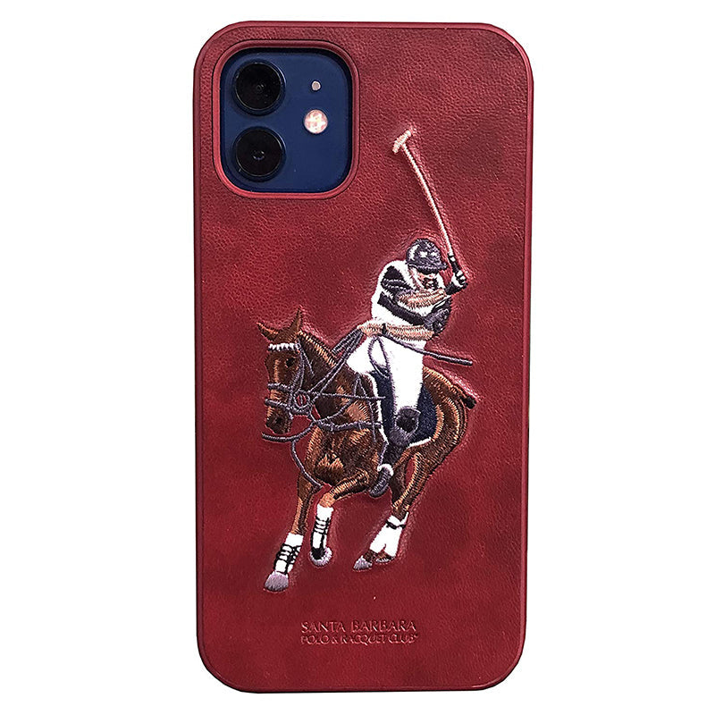 Santa Barbara Jockey Series Genuine Leather Red Case For iPhone 12 Mini - Premium Cases