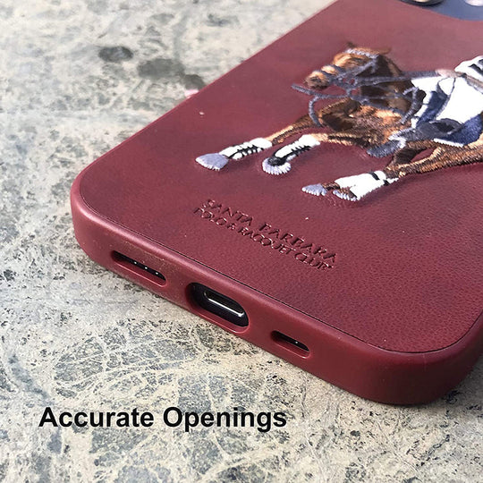 Santa Barbara Jockey Series Genuine Leather Red Case For iPhone 12 Mini - Premium Cases