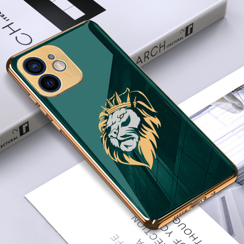 Luxury Premium Dual Shade Lion Back Case With Golden Edges For iPhone 11