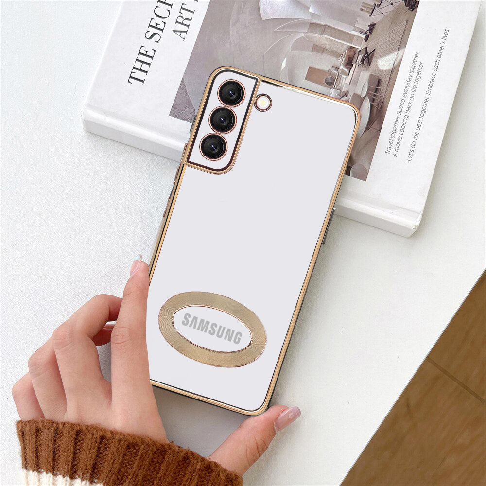 Premium Electroplated Luxury Square Silicon Clear Logo Cut Camera Protection Back Case Cover For Samsung S22