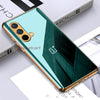 Luxury Glossy Gold Edge Glass Back Case For Oneplus Nord Ce