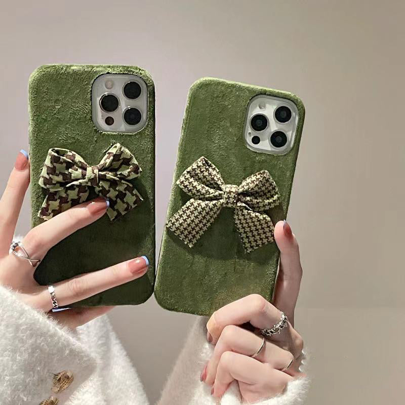 Premium Velvet Cloth with Bow Back Case for Apple iPhone 13 Pro Max