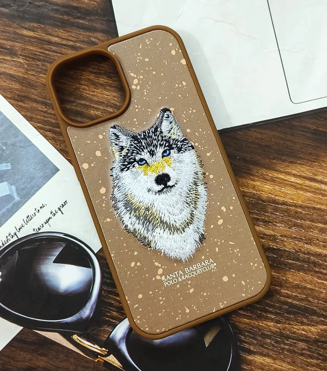 Santa Barbara Classic Savanna Series Wolf Genuine Leather Case For iPhone 15 Pro Max