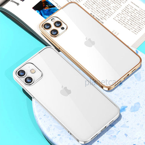 Luxury Square Silicon Electroplated Clear Case With Camera Protection For iPhone 11 Pro