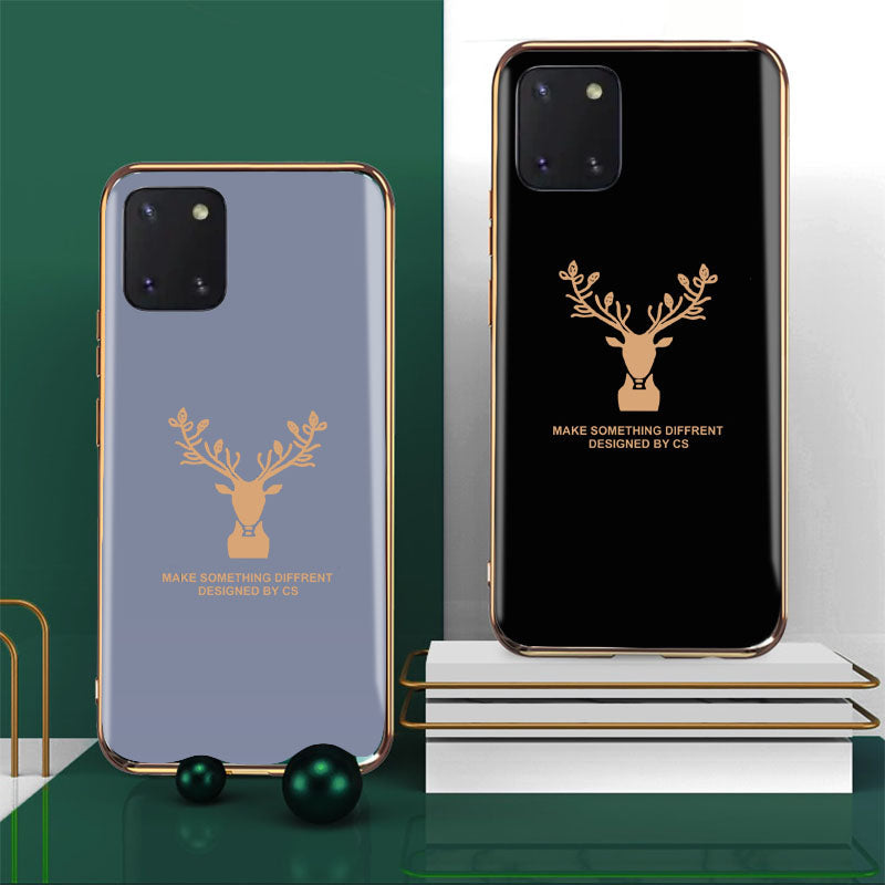 Luxury Golden Edges Deer Glass Back Case For Samsung Galaxy Note 10 Lite - Premium Cases