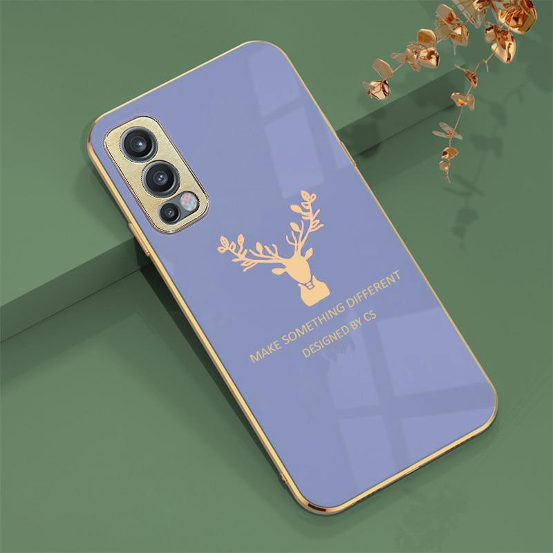 Deer Luxurious Gold Edge Glass Back Case For Oneplus Nord 2 - planetcartonline