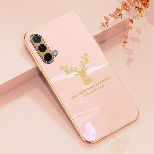 Deer Luxurious Gold Edge Glass Back Case For Oneplus Nord Series - planetcartonline