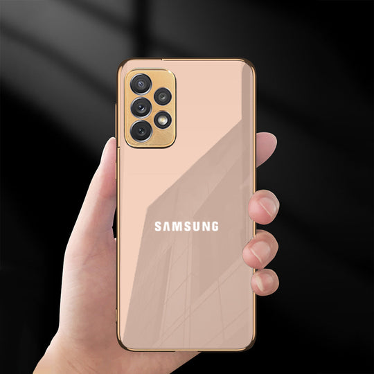 Premium Glass Back Logo Case With Golden Edges For Samsung A52,52S