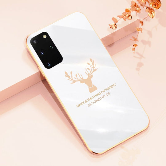 Deer Luxurious Gold Edge Glass Back Case For Samsung Galaxy S20 Plus - planetcartonline