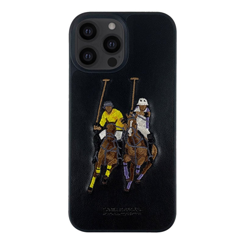 Santa Barbara Jockey Series Genuine Leather Black Case For iPhone 13 Pro - planetcartonline