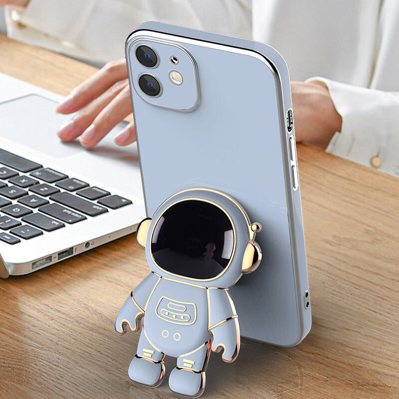 Astronaut Luxurious Gold Edge Back Case For iPhone 12