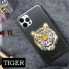 Santa Barbara Savana Series Tiger Emboidery Genuine Leather Case For iPhone 13 Pro