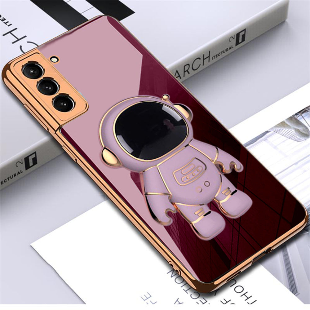 Astronaut Luxurious Gold Edge Back Case For Samsung Galaxy S22