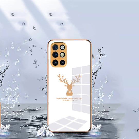 Luxury Golden Edges Deer Glass Back Case For Oneplus 8T - Premium Cases