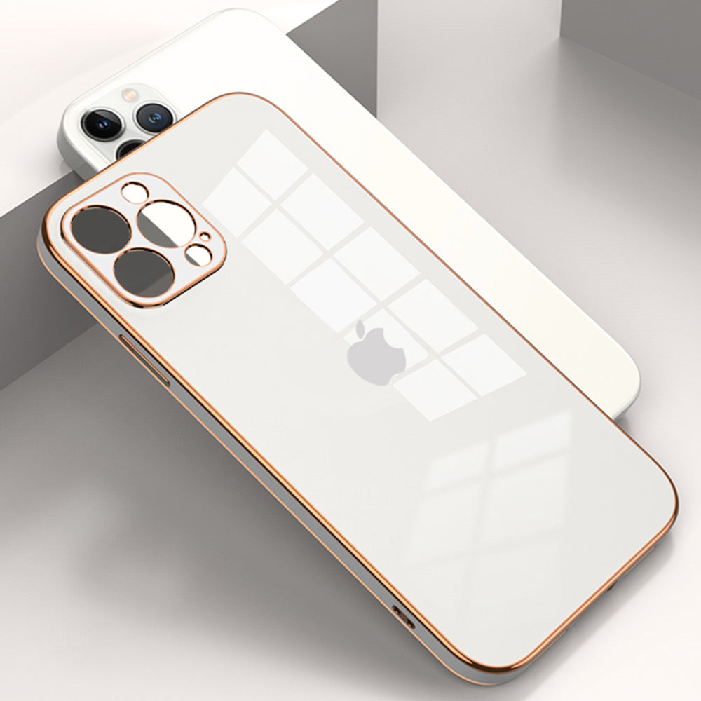 Luxurious Gold Edge Glass Back Case For iPhone 11 Pro