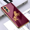 Horse Pattern Glass Back Case With Golden Edges For Oneplus Nord 2