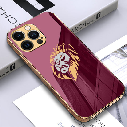 Luxury Premium Dual Shade Lion Back Case With Golden Edges For iPhone 14 Pro