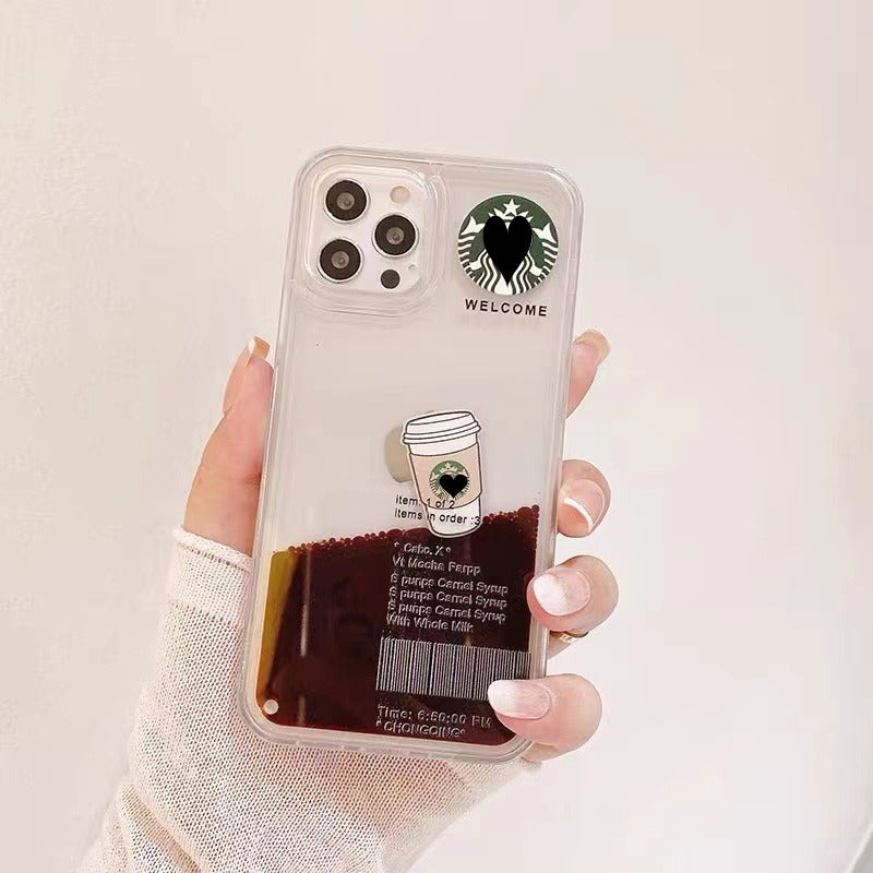 High Tensile Silicon Clear Starbucks Floating Coffee Cup Case For iPhone 13 Pro Max