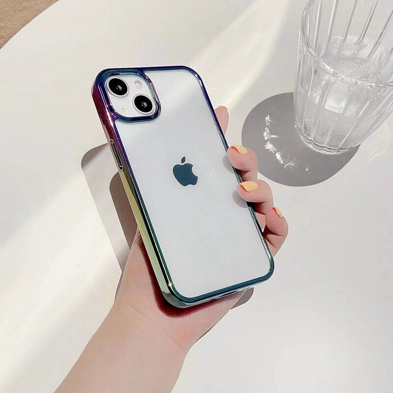 Transparent Heavy Duty Shining Gradient Back Case Cover for iPhone