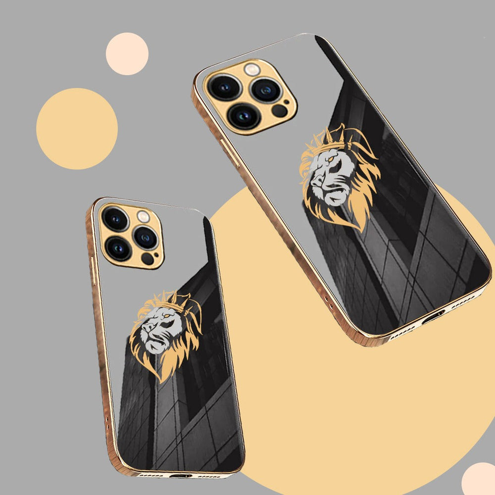 Luxury Premium Dual Shade Lion Back Case With Golden Edges For iPhone 13 Pro