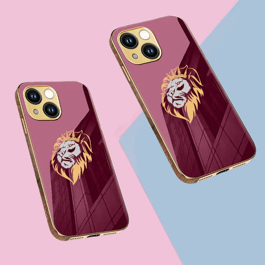 Luxury Premium Dual Shade Lion Back Case With Golden Edges For iPhone 13 Series