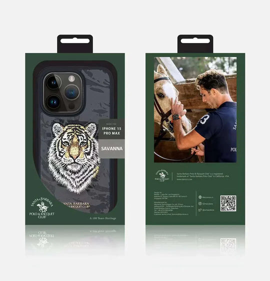 Santa Barbara Classic Savanna Series Tiger Genuine Leather Case For iPhone 15 Pro