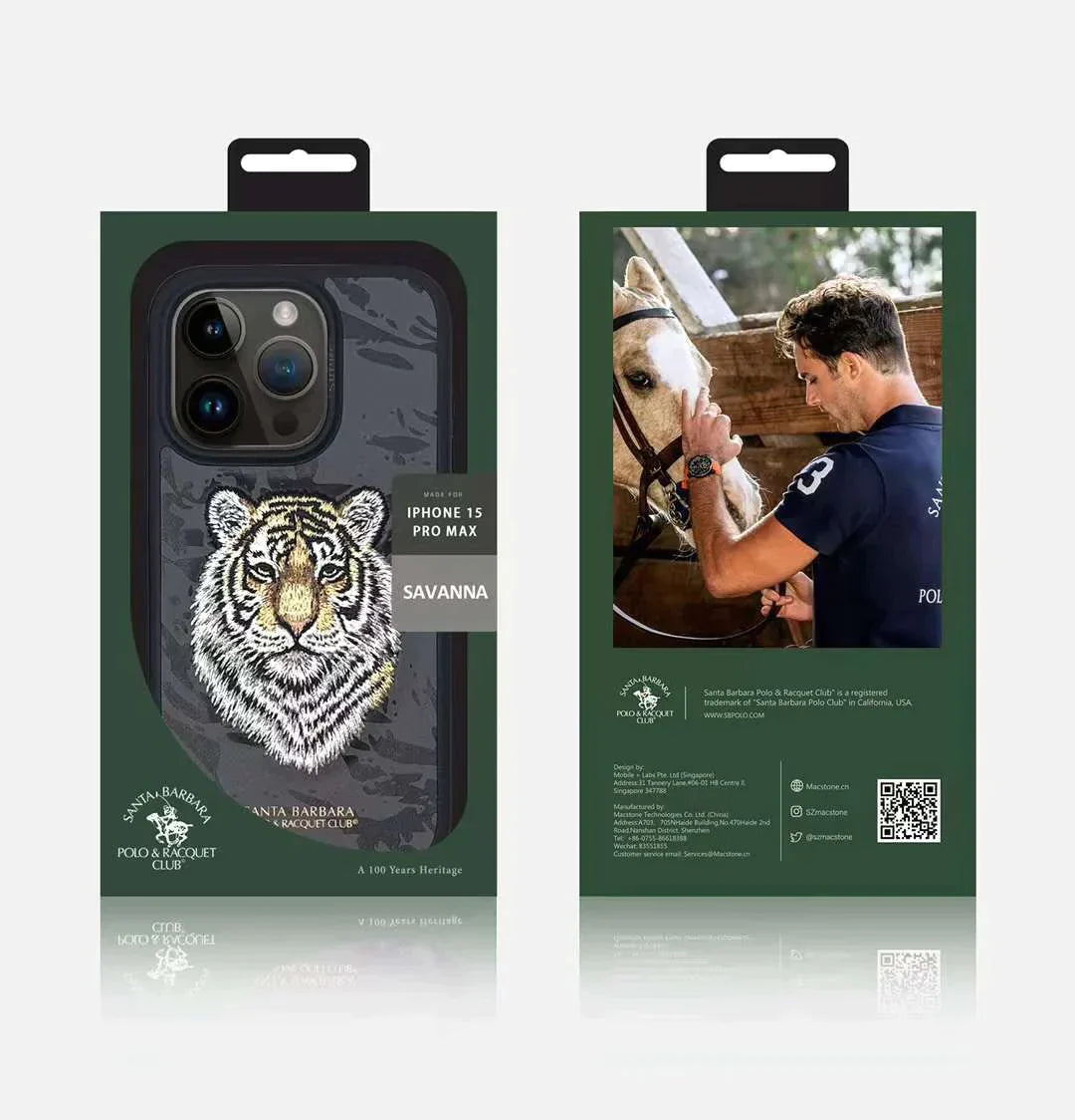 Santa Barbara Classic Savanna Series Tiger Genuine Leather Case For iPhone 15 Pro