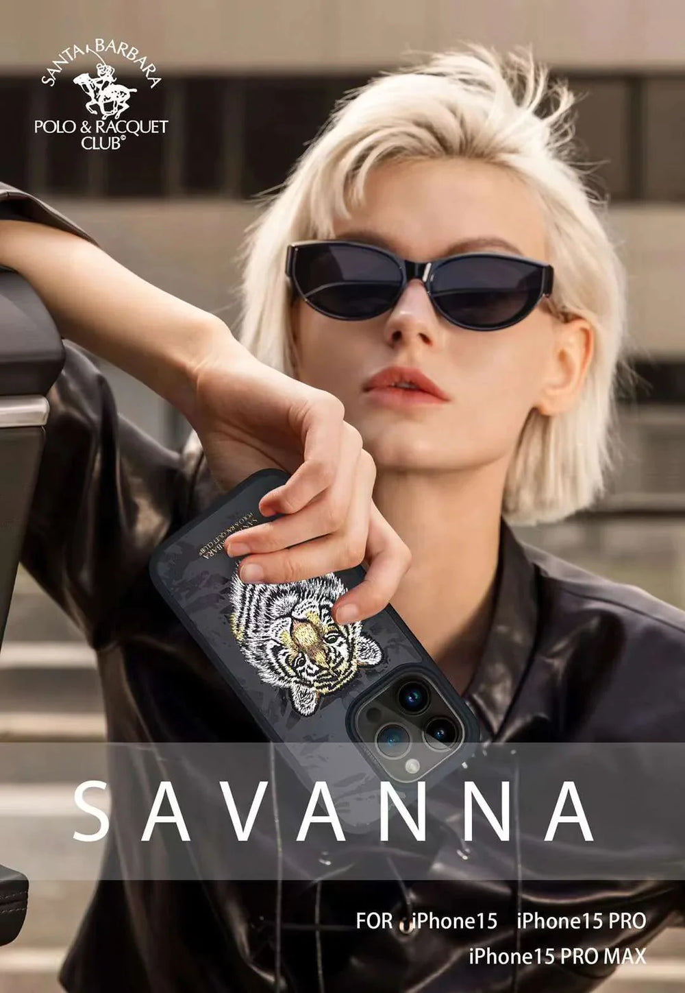 Santa Barbara Classic Savanna Series Tiger Genuine Leather Case For iPhone 15 Pro Max