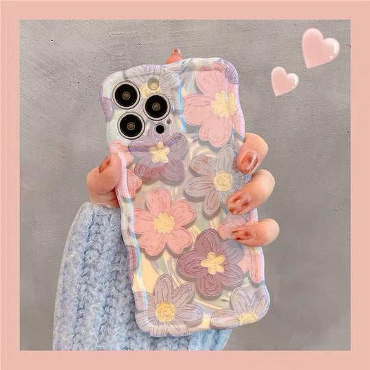 Floral Wavy Shape Back Case For Apple iPhone 15